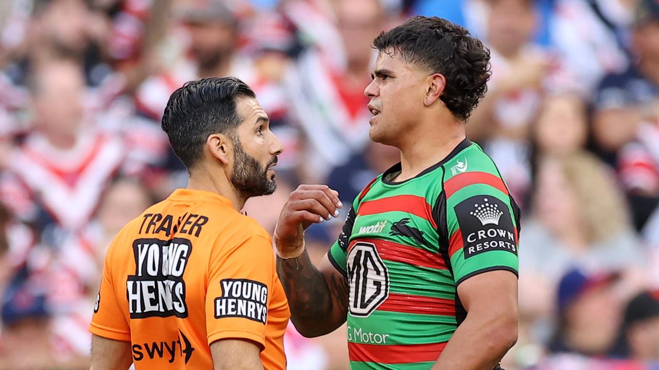 Latrell Mitchell copped plenty of attention from the Roosters. Picture: Mark Kolbe/Getty Images