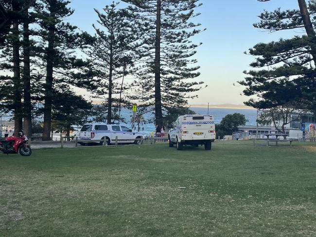 Police and several ambulances were seen at Cronulla Beach just after 7.30pm. Picture: Eliza Barr