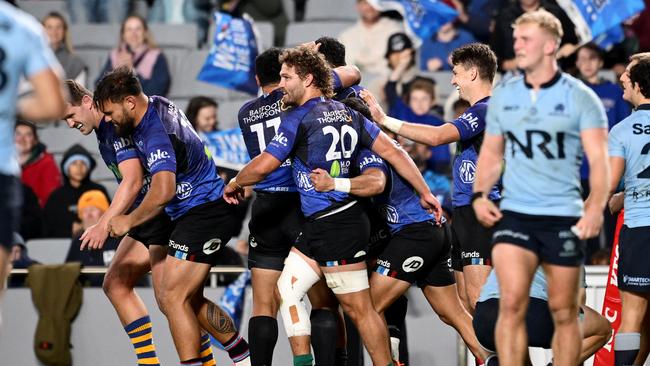 Rieko Ioane celebrates after scoring a hatr trick. Picture: Getty Images