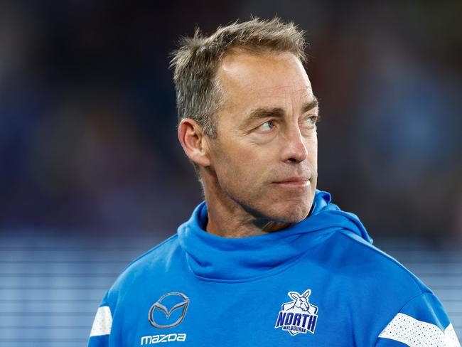 MELBOURNE, AUSTRALIA - MAY 07: Alastair Clarkson, Senior Coach of the Kangaroos looks on during the 2023 AFL Round 08 match between the North Melbourne Kangaroos and the St Kilda Saints at Marvel Stadium on May 7, 2023 in Melbourne, Australia. (Photo by Michael Willson/AFL Photos via Getty Images)