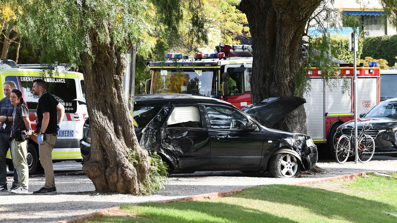 The car crashed into a tree near the corner of Garden Street and Eastern Beach Rd. Photo: David Smith