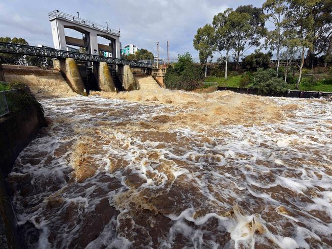 Adelaide waterways are at risk of being contaminated by sewage, as SA Water works to fix storm damage to the Waterfall Gully Rd sewerage system. Picture: Tom Huntley