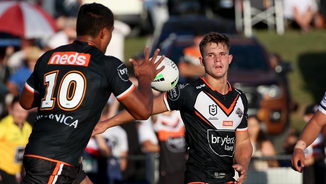 Jock Madden showed his wares in the halves for Wests Tigers. Picture: Damian Shaw