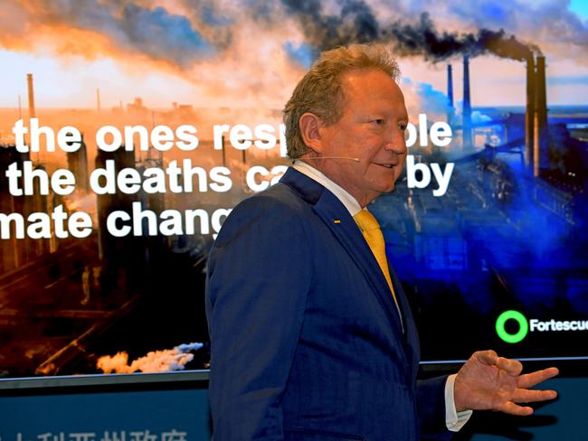 PERTH , AUSTRALIA - NewsWire Photos  AUGUST 29 , 2023  Boao Furum for Asia Agenda  Fortescue bos Andrew (Twiggy) Forrest makes a passionate speech about climate change. (With Premier Roger Cook)Picture: NCA NewsWire / Sharon Smith