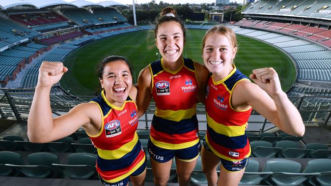 Rachelle Martin, Najwa Allen and Teah Charlton will each play in their first Grand Final. Picture: Mark Brake