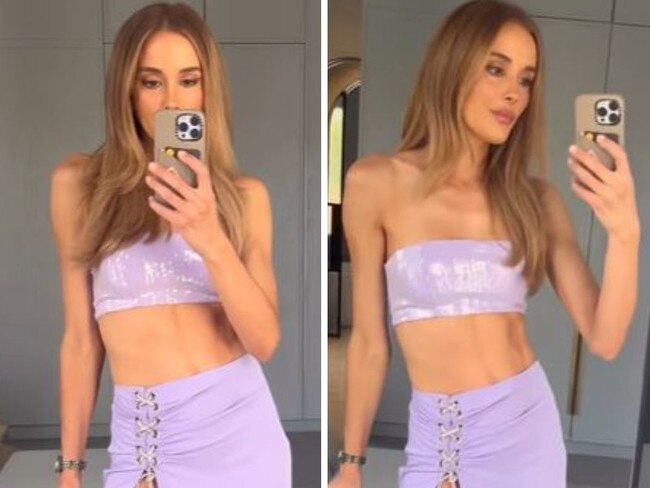 Bec Judd flashes legs in daring thigh split. Picture: Instagram/BecJudd