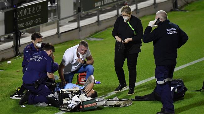 Fifita was taken to hospital after being treated by medical staff on the sidelines. Picture: AAP