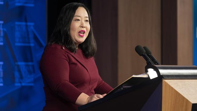 ACT Opposition Leader Elizabeth Lee addresses the National Press Club in Canberra. Picture: Martin Ollman / NewsWire