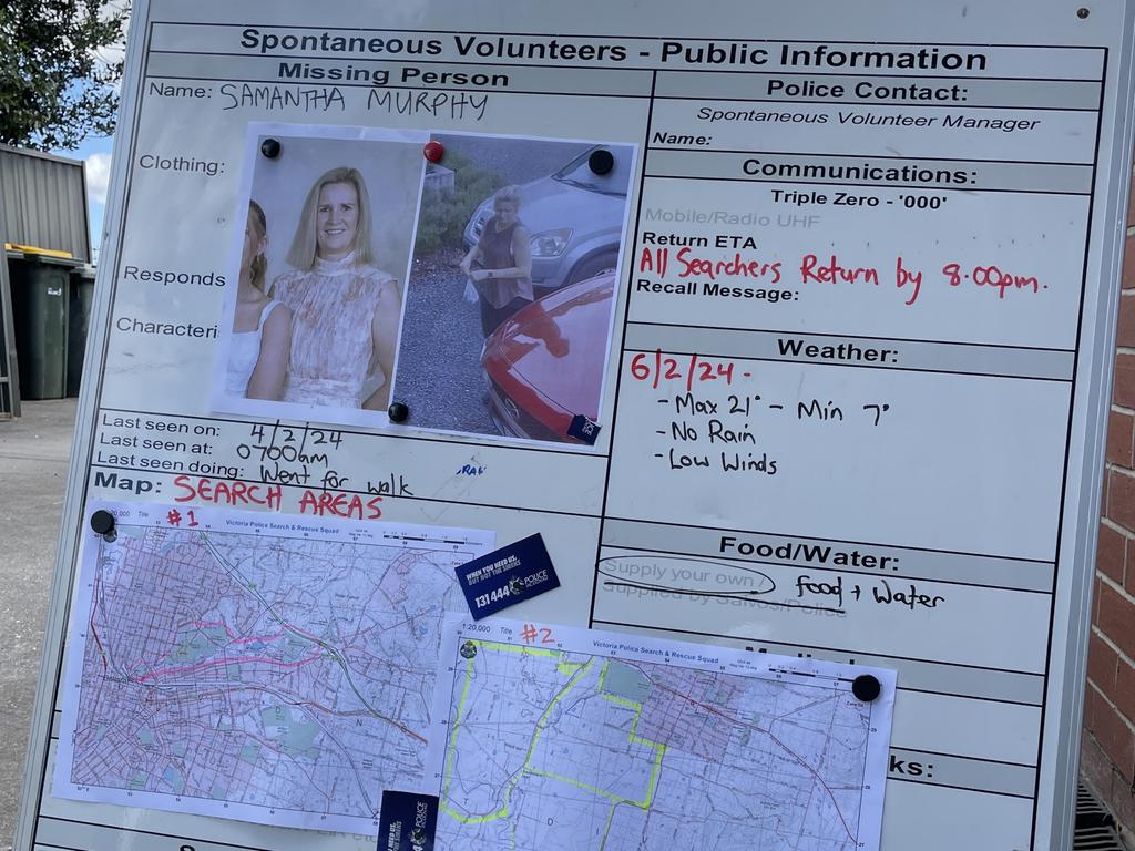 Public information about the search for Samantha Murphy at Buninyong Police Station.