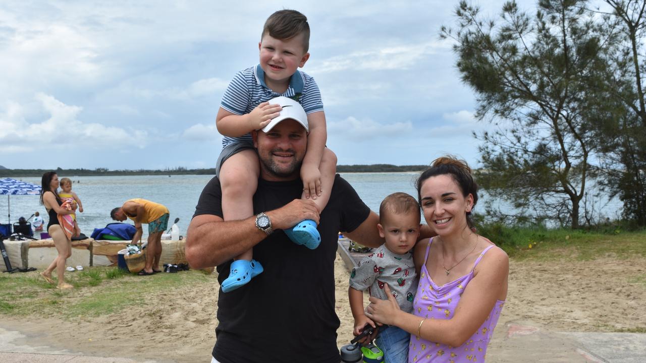 Grayson, John and Olive Taylor with Annalise Wallis in Cotton Tree Park, Maroochydore for Boxing Day. Picture: Sam Turner