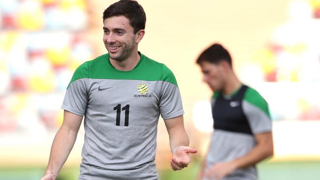 Tommy Oar. The Socceroos training in Brisbane for the Asian Cup. Pic Peter Wallis