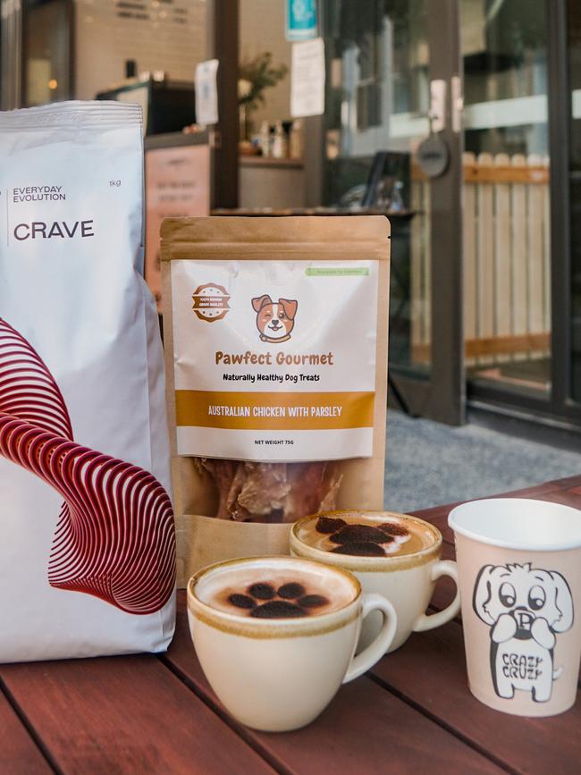 The Pawfect Cafe’s coffee and dog treats. Picture: Supplied