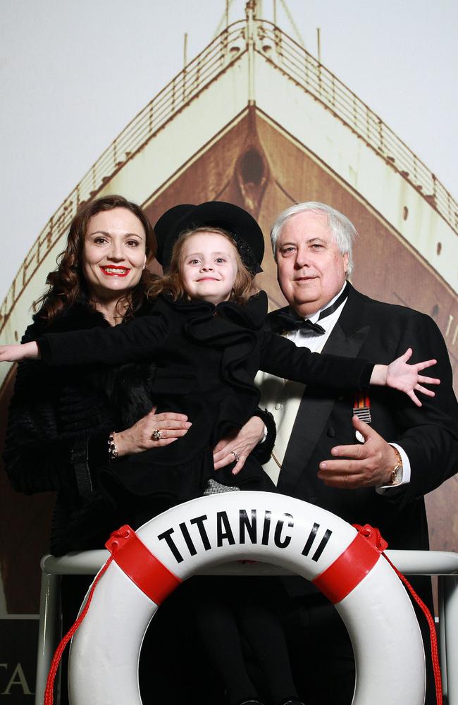 Clive and Anna Palmer with daughter Mary will likely be ready when the ship sails in 2020.