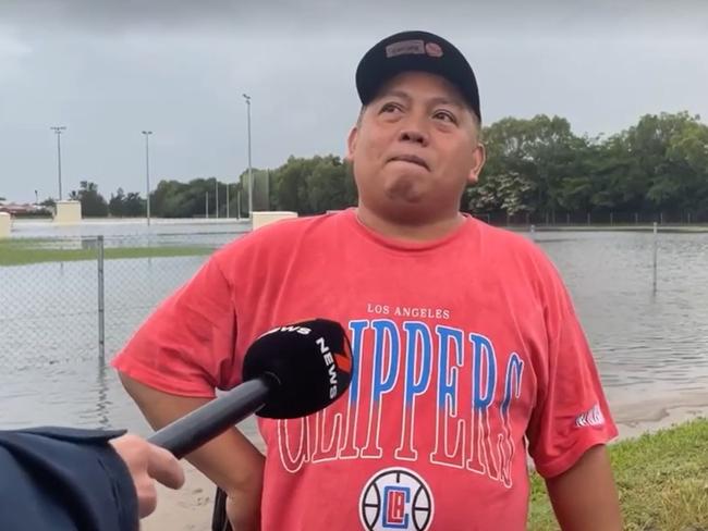 Francis Manalo speaks out after becoming trapped in ‘dangerous’ floodwaters after heavy downfalls across Mackay on Thursday. Picture: Zoe Devenport