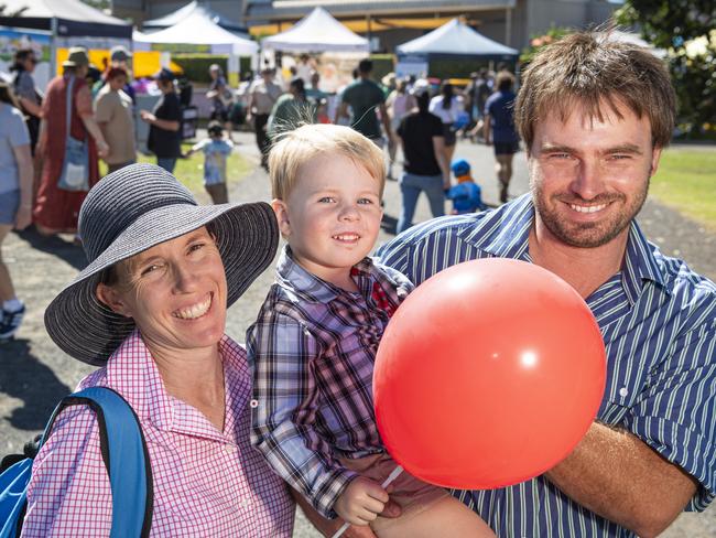 At the Toowoomba Royal Show are (from left) Carly, Jack and John Kummerow, Friday, April 19, 2024. Picture: Kevin Farmer