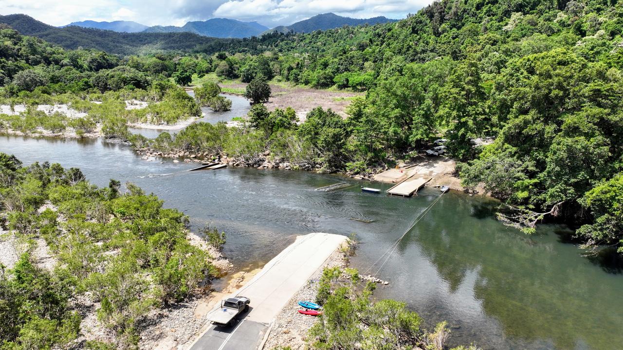 The Fisheries Bridge causeway was washed away by severe flooding after Tropical Cyclone Jasper. Picture: Brendan Radke