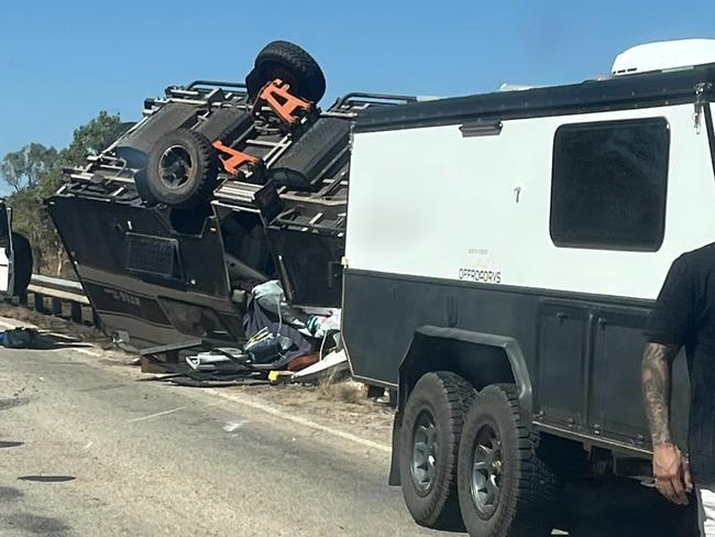 A man and woman were left with non-serious injuries following a Stuart Highway crash, 20km south of Pine Creek on Monday, May 27. Picture: Facebook