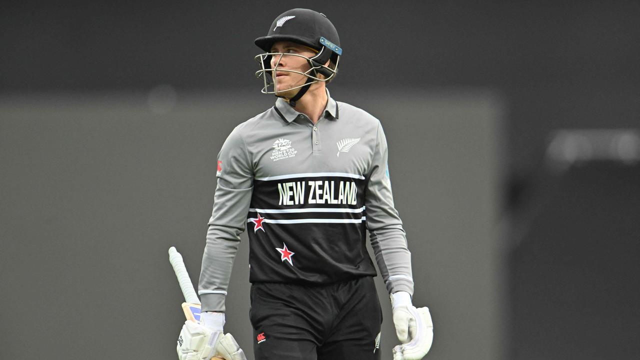 New Zealand's Finn Allen kick-started the bloodbath with a blistering cameo. Picture: AFP