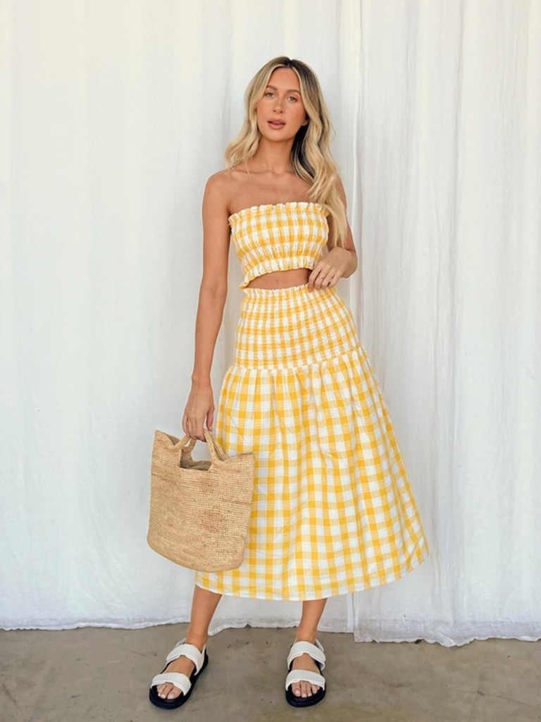 Gingham skirt cheap yellow