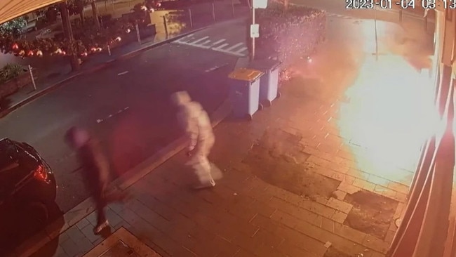 CCTV vision of an alleged December arson attack on a Strathfield business. Picture: NSW Police