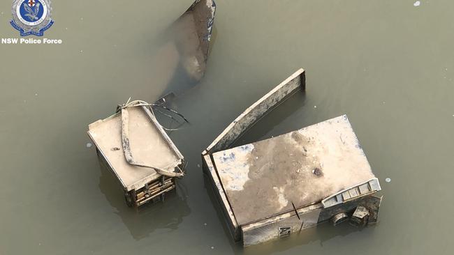 The partly submerged ATM stolen from Moama
