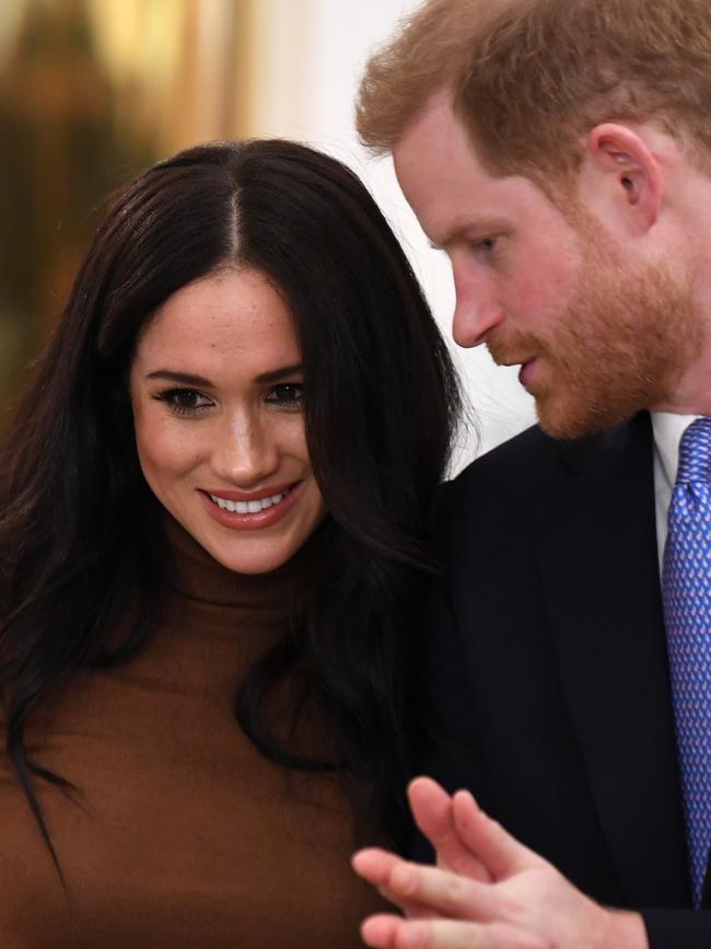 They held hands as they made their way into Canada House. Picture: Daniel Leal-Olivas/Getty Images