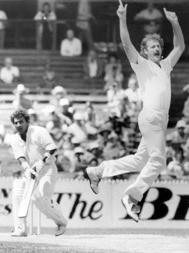 Dennis Lillee appeals for LBW against Sunil Gavaskar during the infamous Test at the MCG in 1981