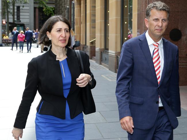 NSW Treasurer Gladys Berejiklian and Andrew Constance. Picture: Jonathan Ng