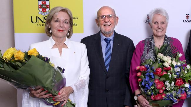 Ita Buttrose presents Emeritus Professor Gavin Andrews and Janne McMahon with the 2018 Australian Mental Health Prize.