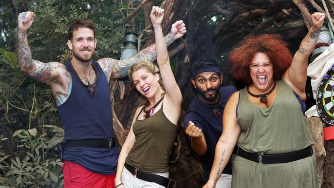 I’m A Celebrity contestants (from left) Dane Swan, Nat Bassingthwaighte, Nadeem Hussain and Casey Donovan. Picture: Nigel Wright