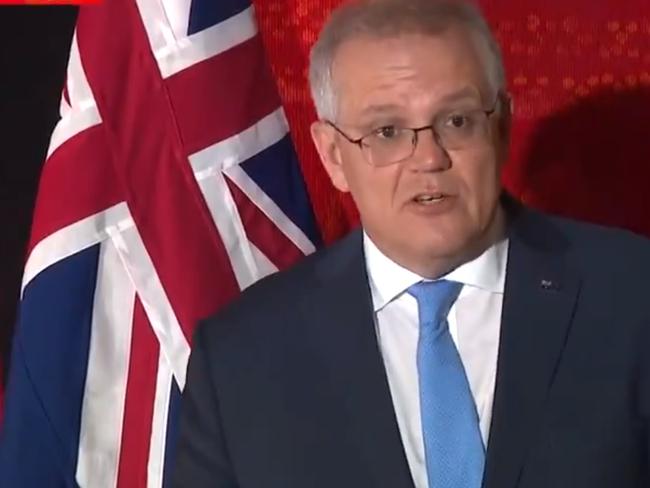 Scott Morrison at the press conference in New York. Picture: Supplied