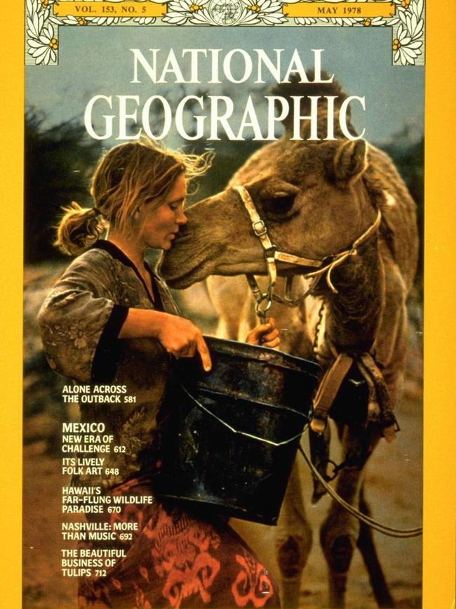 National Geographic Magazine Cover from May 1978 featuring adventurer Robyn Davidson. Picture: Supplied