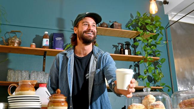 Co-owner Luke Andrews at Golden Times cafe. Picture, John Gass