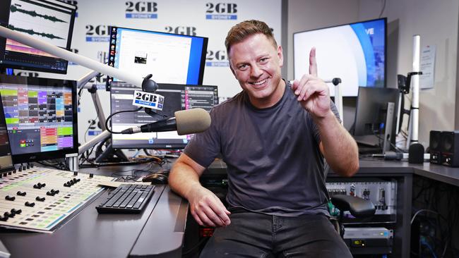 2GB radio host and Sydney radio no. 1, Ben Fordham, pictured in studio after winning the ratings war. Picture: Sam Ruttyn