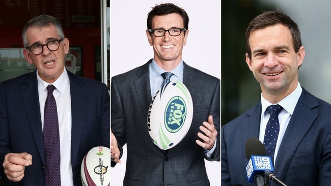 (L-R) former Reds chief Richard Baker, Broncos great Ben Ikin and current Storm CEO Dave Donaghy are leading contenders to take charge of the Broncos.