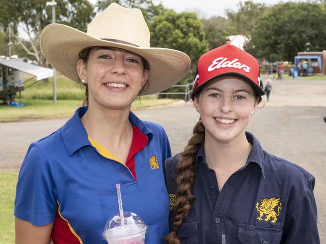 Grace York (left) and Grace Thompson at the Toowoomba Royal Show. Saturday, March 26, 2022. Picture: Nev Madsen.