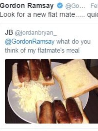 Harsh but fair ... Ramsay has a good sense of humour when critiquing fans’ food photos. Picture: Twitter