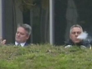 Cormann smoking cigars with Joe Hockey before the 2014 budget.