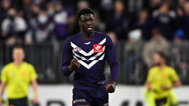 Fremantle’s Michael Frederick has been suspended for one game. (Photo by Daniel Carson/AFL Photos via Getty Images)