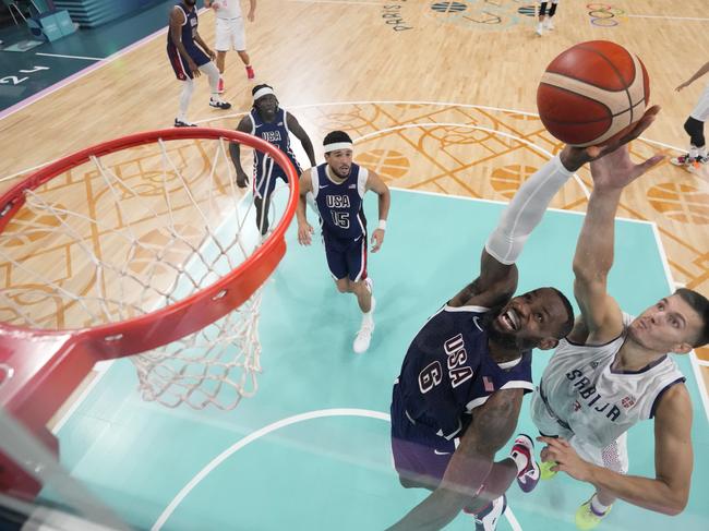 James attempts a basket. Picture: Getty Images