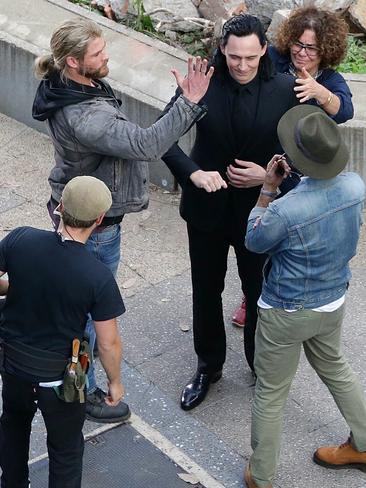 The movie Thor being filmed in the streets of Brisbane. Pic Peter Wallis