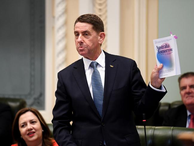 Queensland Treasurer Cameron Dick speaks during Question Time at Parliament House in Brisbane. Picture: NCA NewsWire / Dan Peled