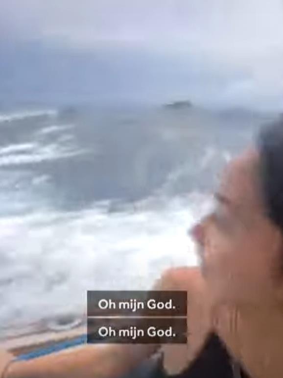 Waves hit the boat moments before the crash. Picture: YouTube