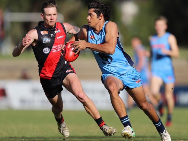 Sturt’s Shane McAdam breaks away with the football in the SANFL this season.