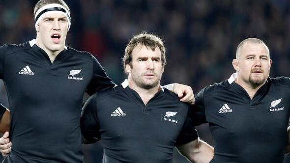 Andrew Hore with All Blacks Brodie Retallick and Tony Woodcock. Photo: Photosport/NZ Herald.