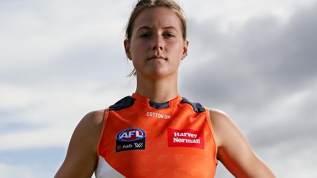 Nicola Barr is playing in her third AFLW season. Picture: Toby Zerna