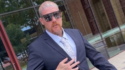 Alleged Rebel bikie Mitchell Leo Davies faced the Bendigo Magistrates' Court charged in relation to a violent home invasion on New Year's Eve. Picture: Gianni Francis.