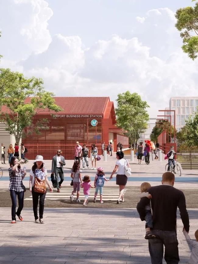 Unveiled plans for the Airport Business Park station. Picture: Sydney Metro