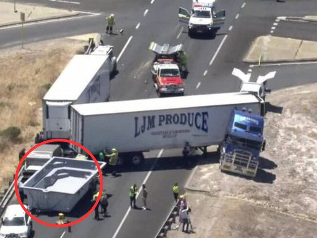 A swimming pool has hurtled into a car windscreen. Picture Nine