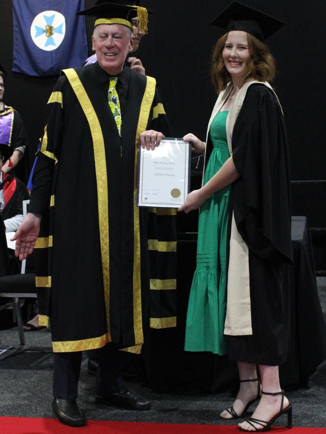 Madison Fraser graduated with a Diploma of Nursing at the CQUniversity graduation ceremony in Bundaberg on December 14, 2023.